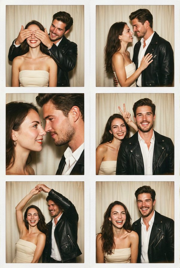 Vintage Photo Booth Couple Collage
