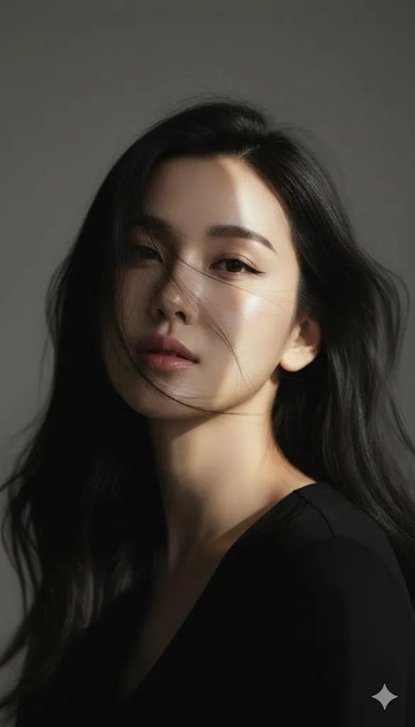 Korean Editorial Close-up Portrait of Young Woman