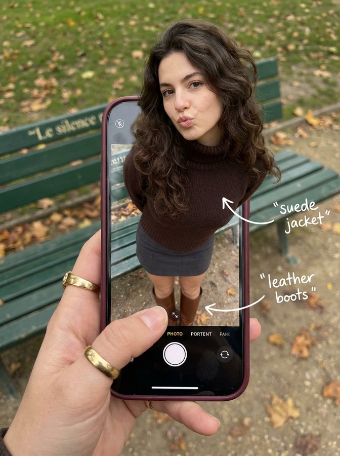 Woman Stepping Out of Smartphone Screen Optical Illusion