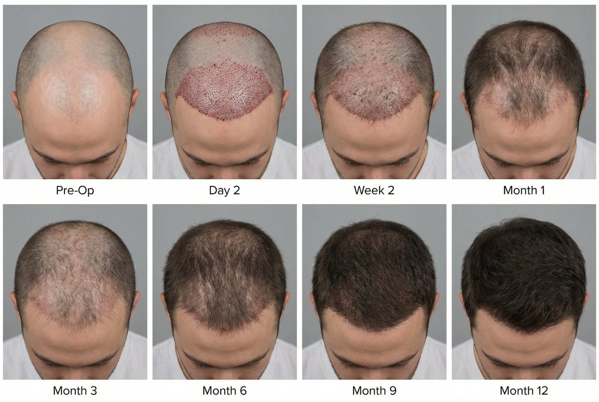 Ultra-Realistic Hair Transplant Progression Timeline