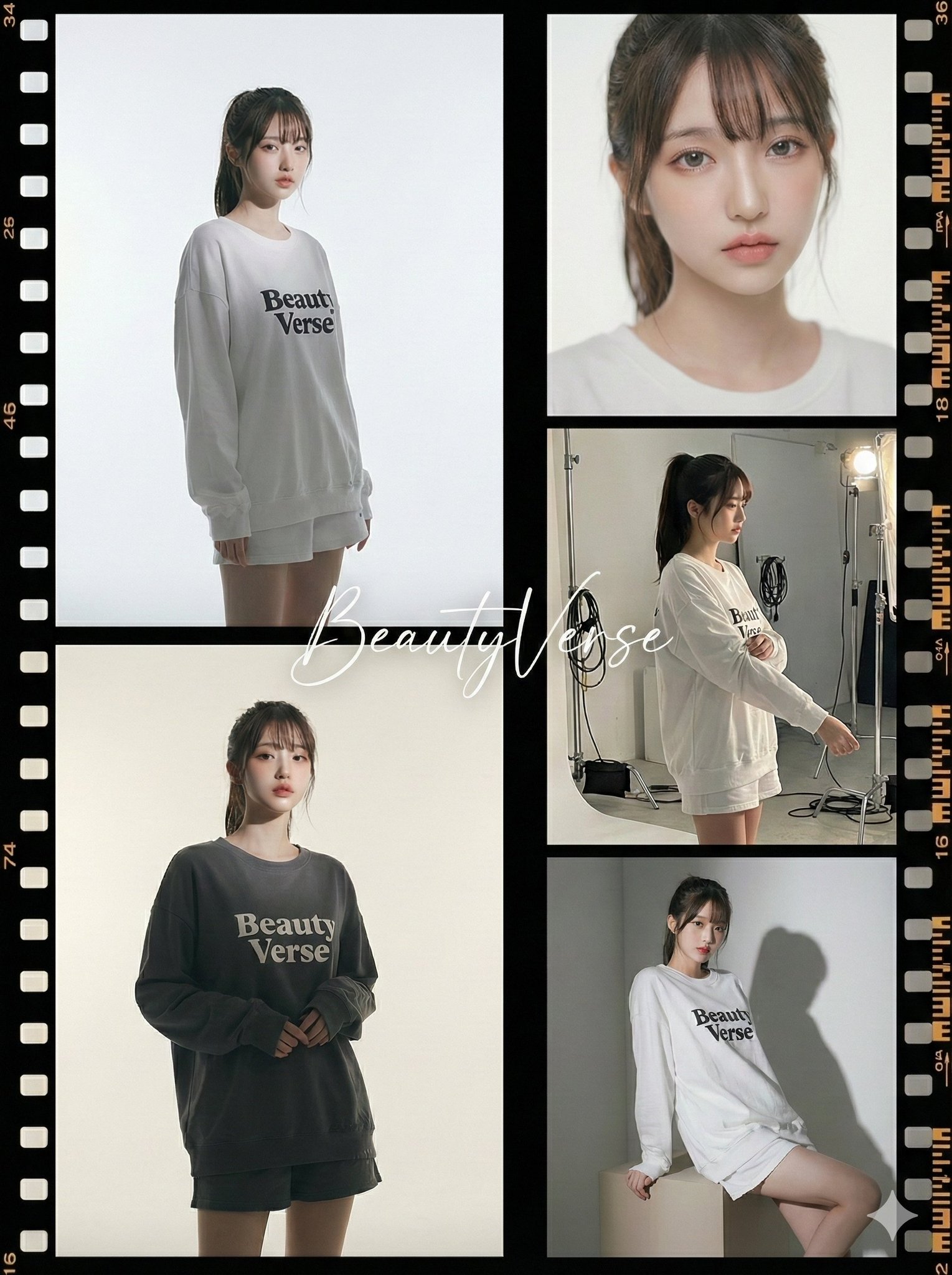 High-End Studio Fashion Editorial 5-Panel Wide Film Collage