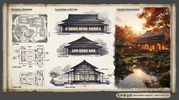 Architectural Illustrator's Residence Presentation Board