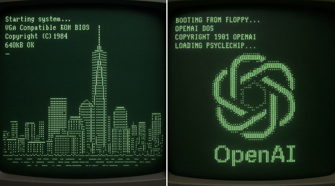 Retro CRT Boot Screen ASCII NYC Skyscraper - view 1
