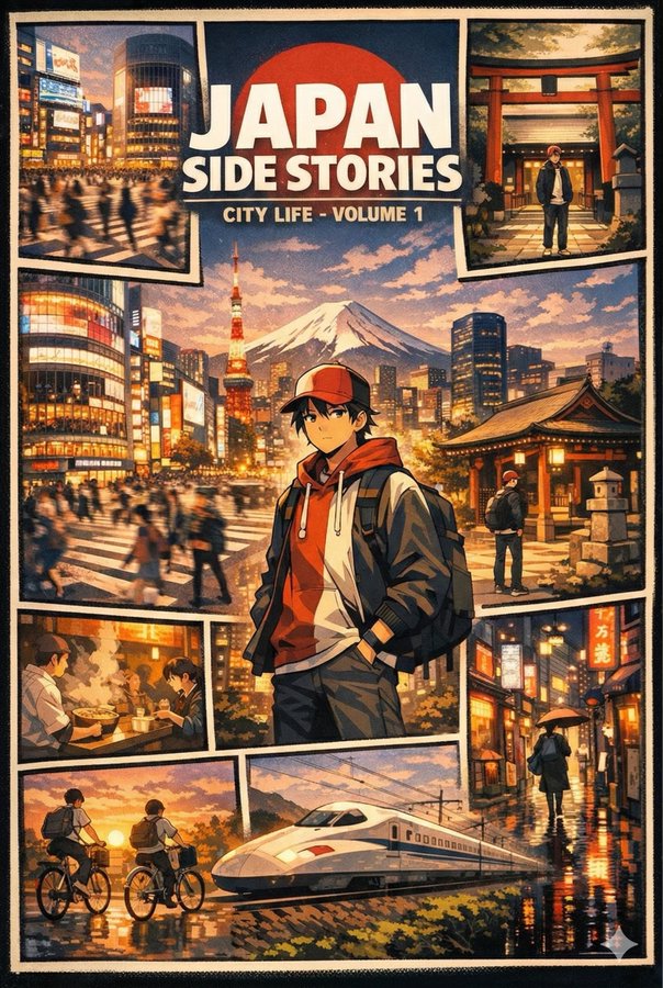 Anime-Style City Life Posters: Italy, France, Japan, Korea