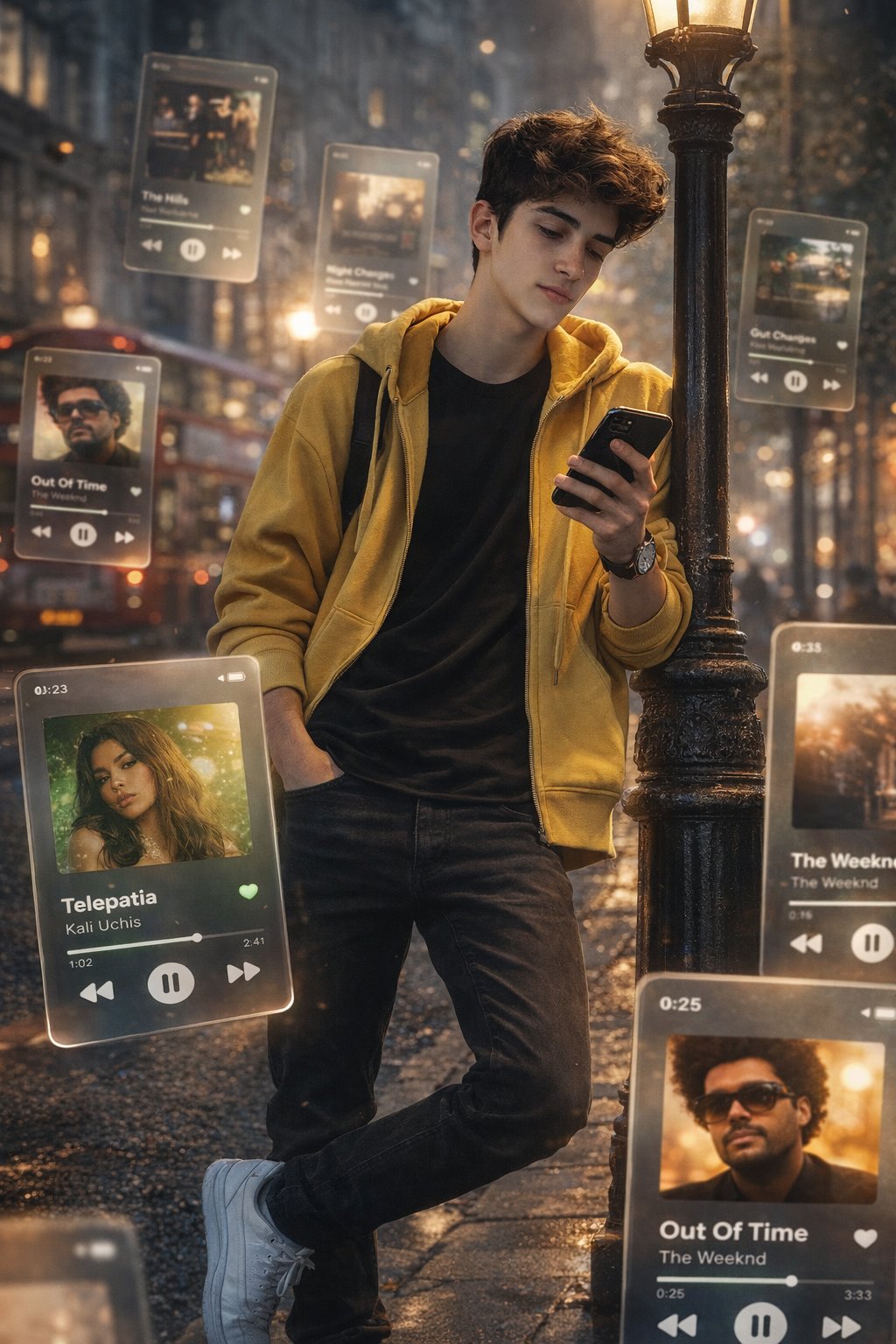 Dreamlike AR Spotify UI Orbiting Photorealistic Portrait