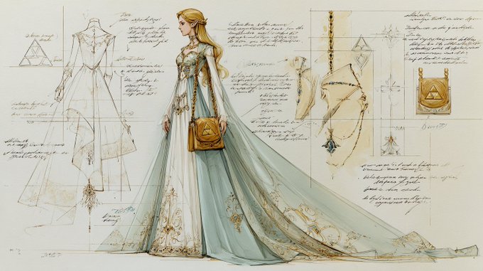 Fashion Designer Sketch of Elegant Character Outfit