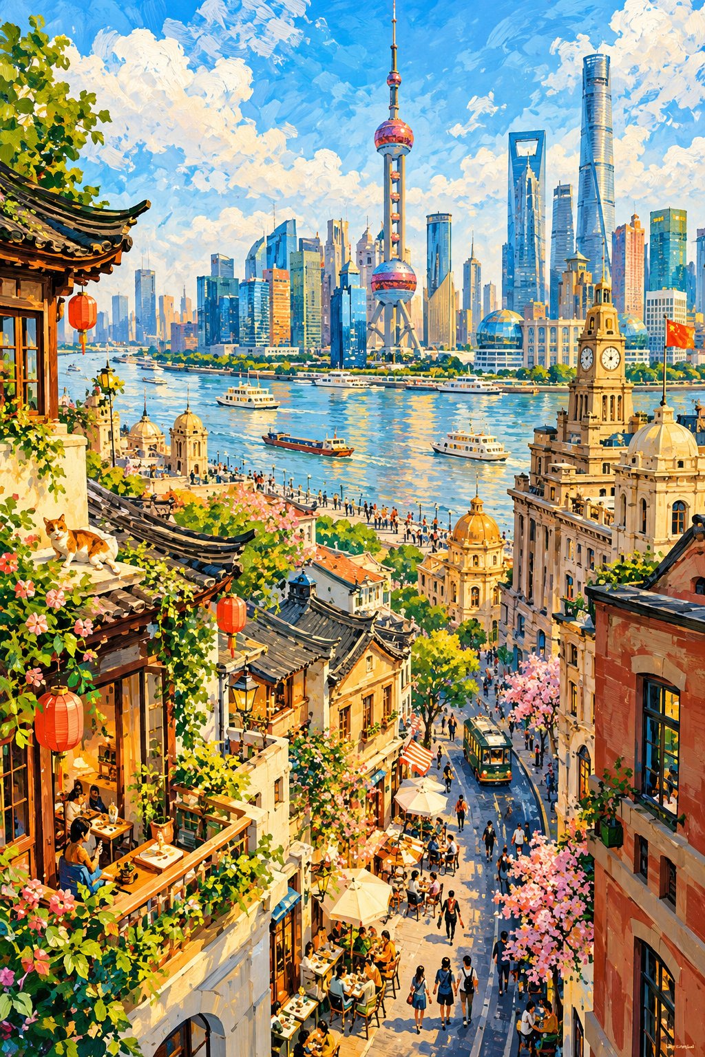 Sunlit Storybook City Illustration