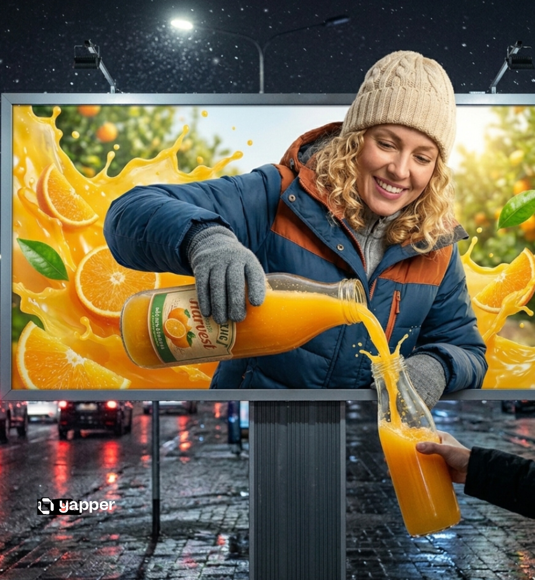 3D Illusion Food Ads: Orange Juice Billboard and Cinema Sandwich