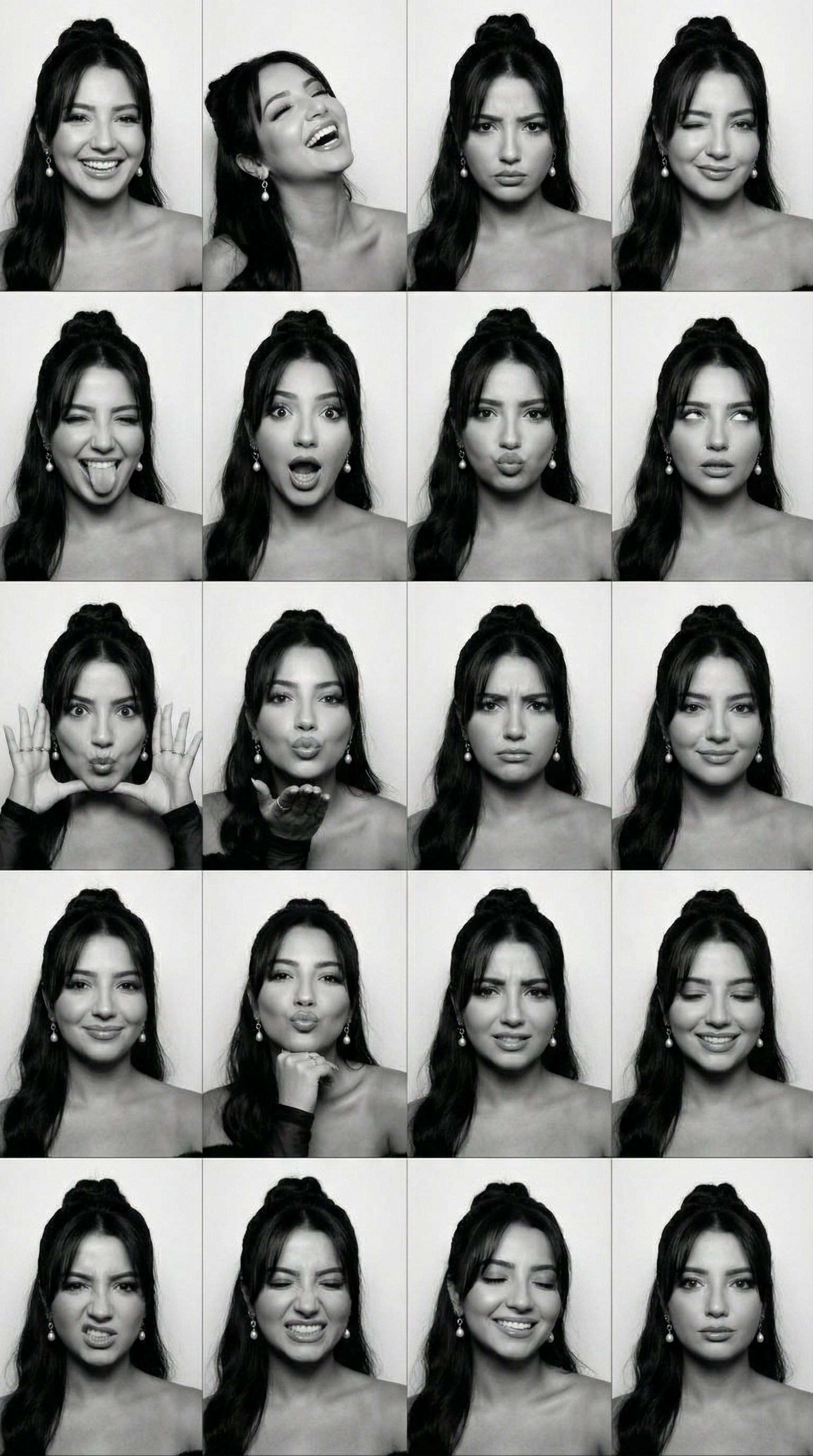 Black and White Photobooth 4x4 Expression Grid - view 1