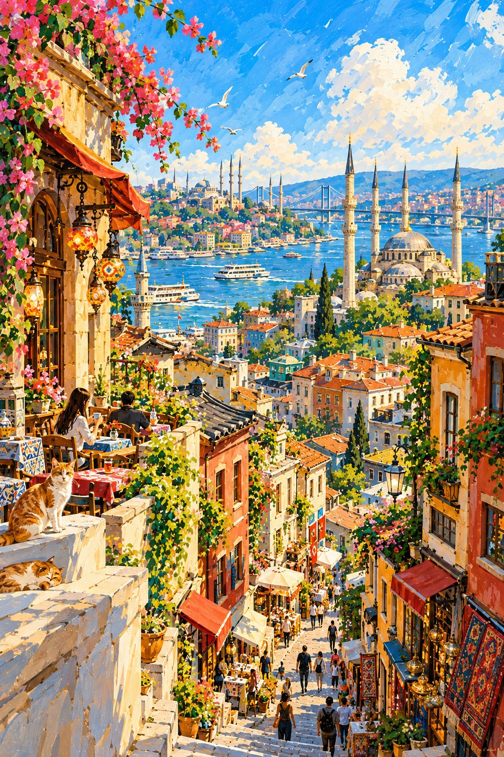 Sunlit Storybook City Illustration - view 3