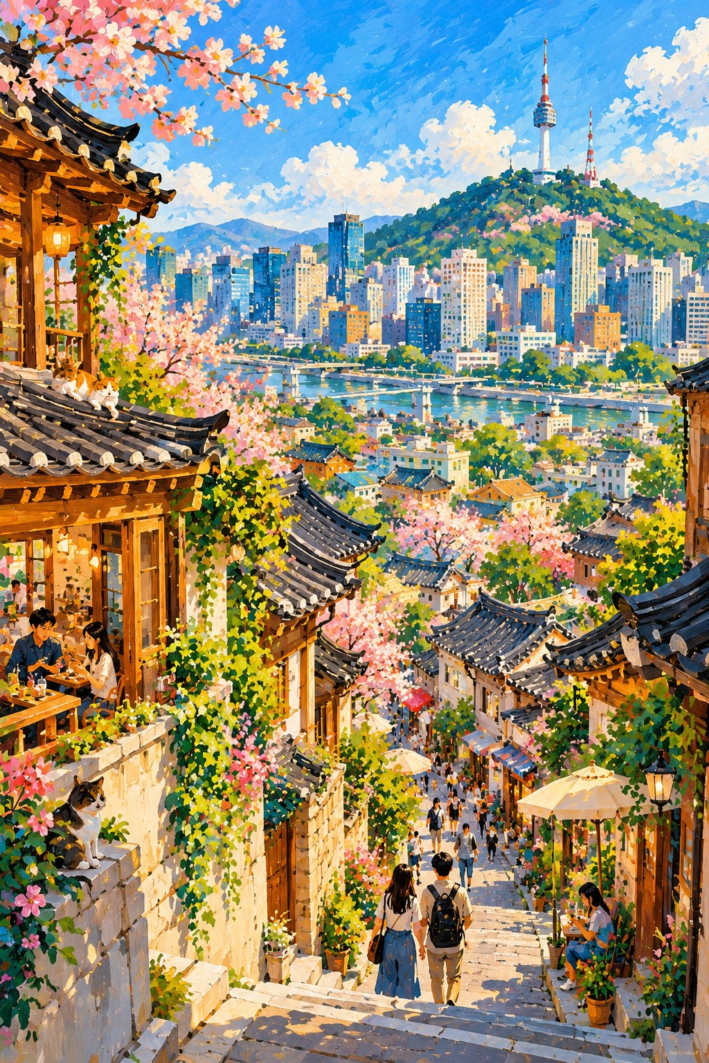 Sunlit Storybook City Illustration - view 2