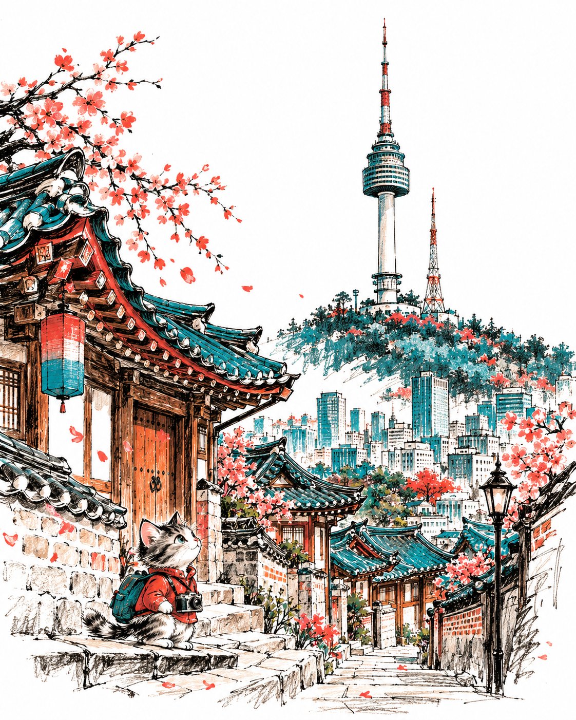 Whimsical Storybook Travel Illustration