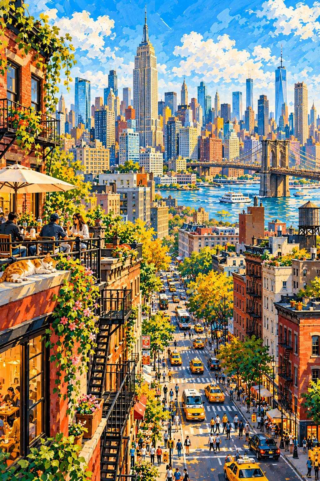 Sunlit Storybook City Illustration - view 4